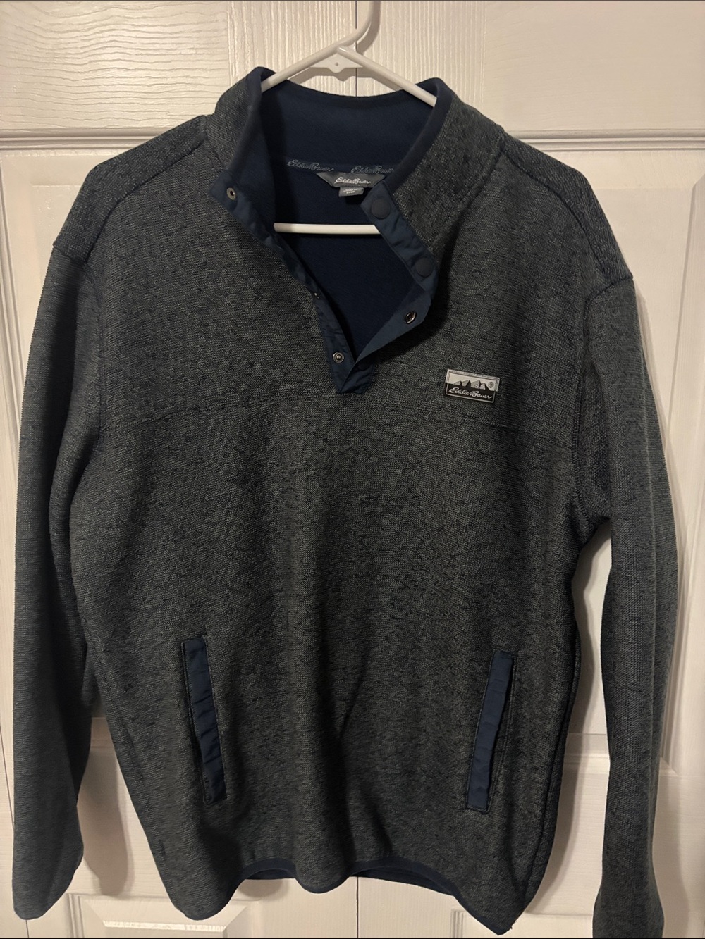 Eddie Bauer Men's Heathered Gray Quarter-Snap Zip Pullover
